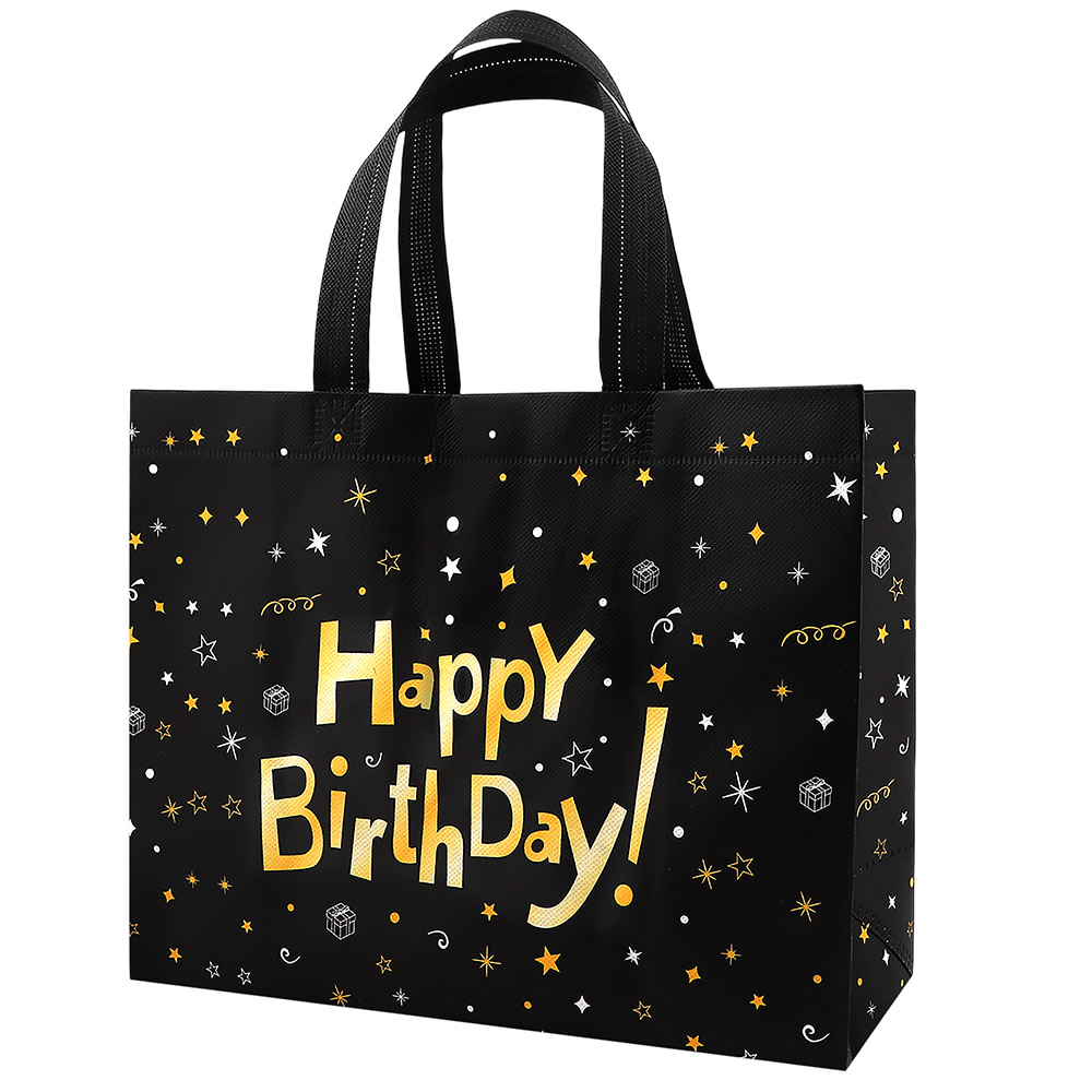 Сумка "С днем рождения" черная 32*14*25.5 см