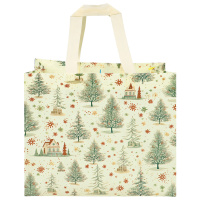 Сумка бежевая с принтом "Ёлки" 32*17*25 см