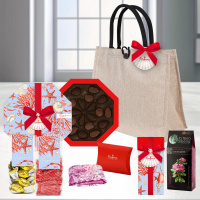 Сумка-шоппер :мармелад, шоколадные конфеты ассорти, чай