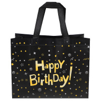 Сумка "С днем рождения" черная 32*14*25.5 см