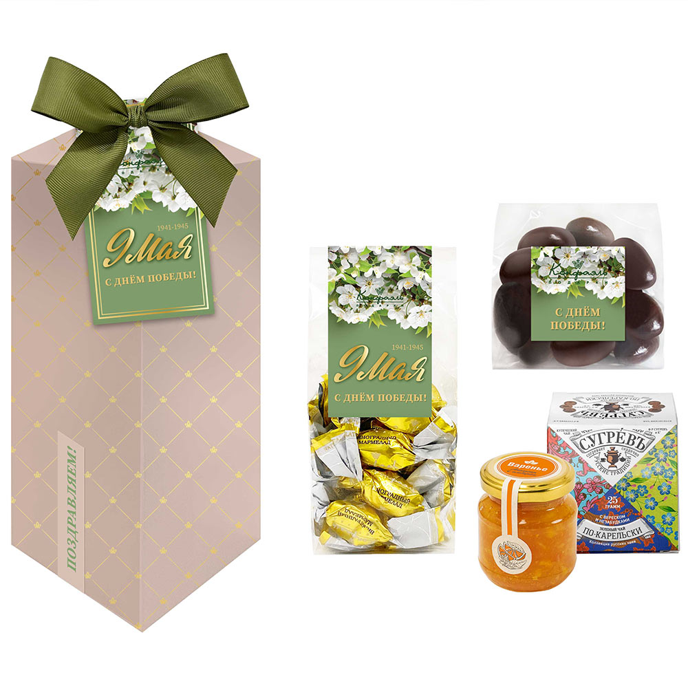"9 мая" набор: мармелад, драже, варенье чай