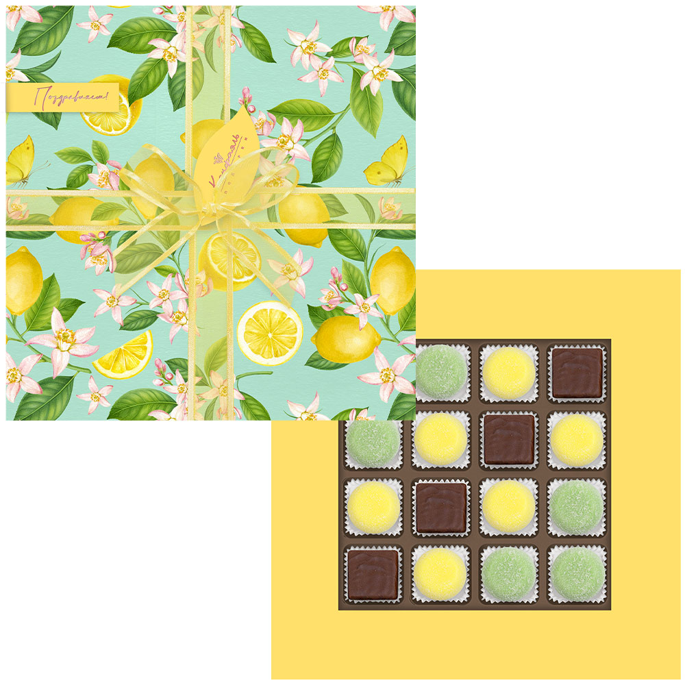 Мармелад со вкусом «Банан», «Зеленая дыня», лимонное суфле в горьком шоколаде 225г