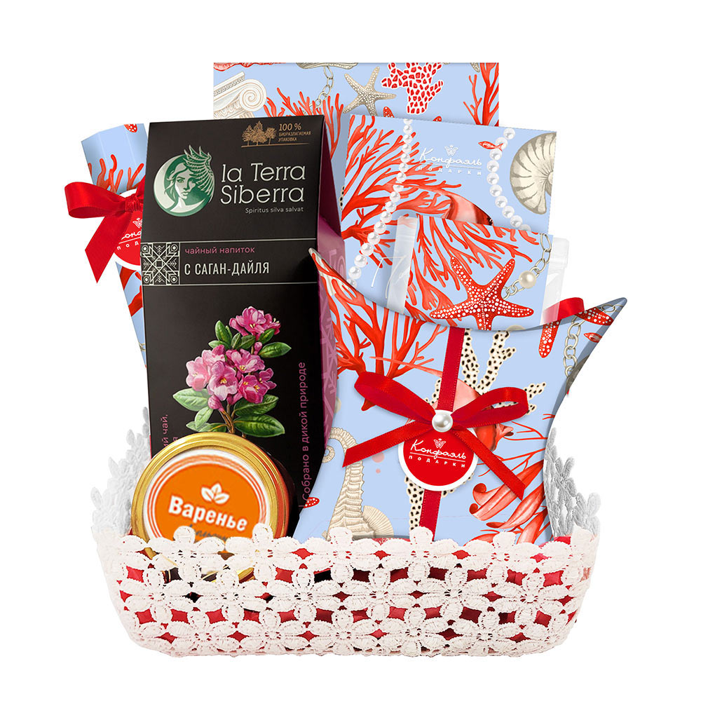 Набор: шоколад, мармелад, конфеты глазированные, конфеты " Ассорти", чайный напиток, варенье