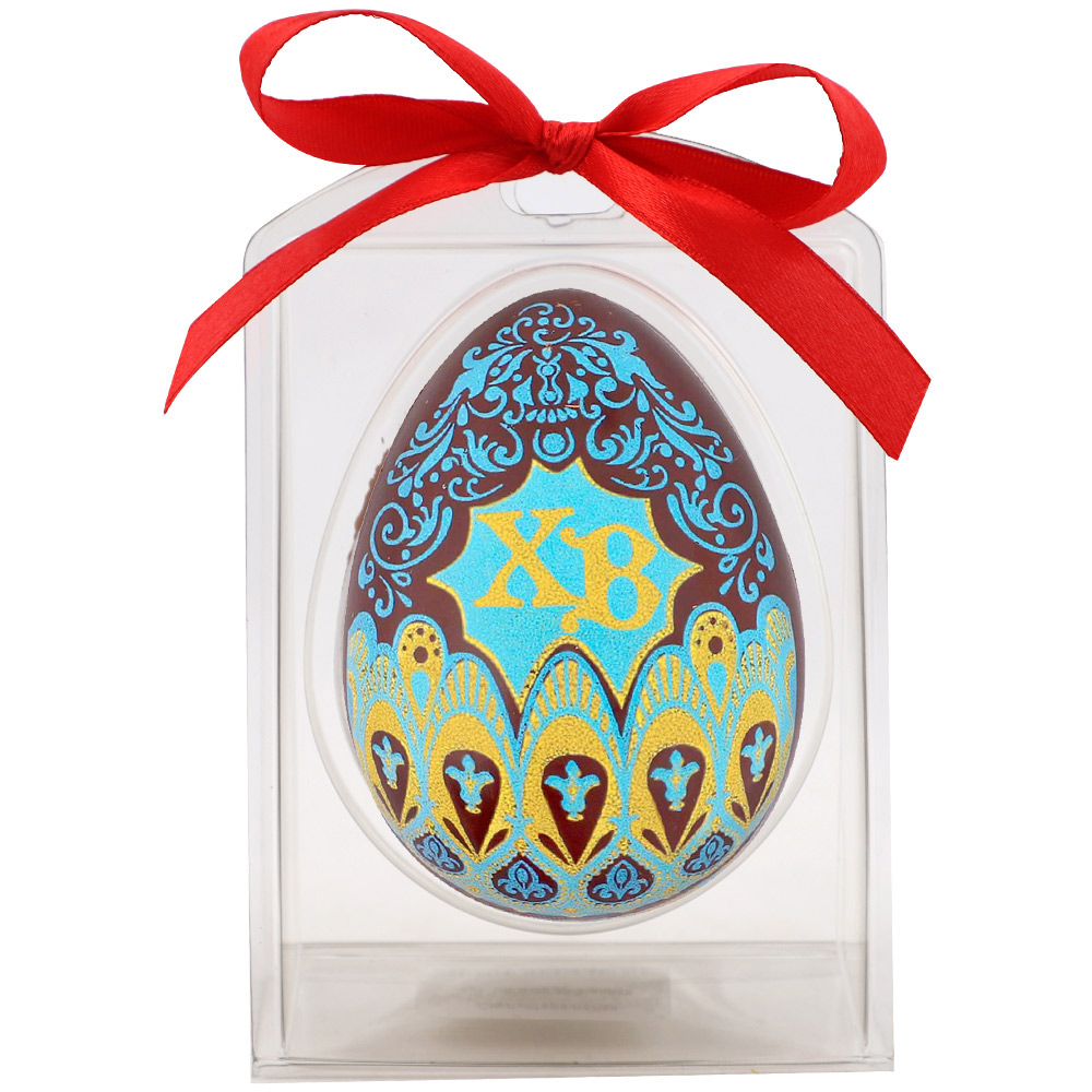 Яйцо из молочного шоколада ХВ синий орнамент