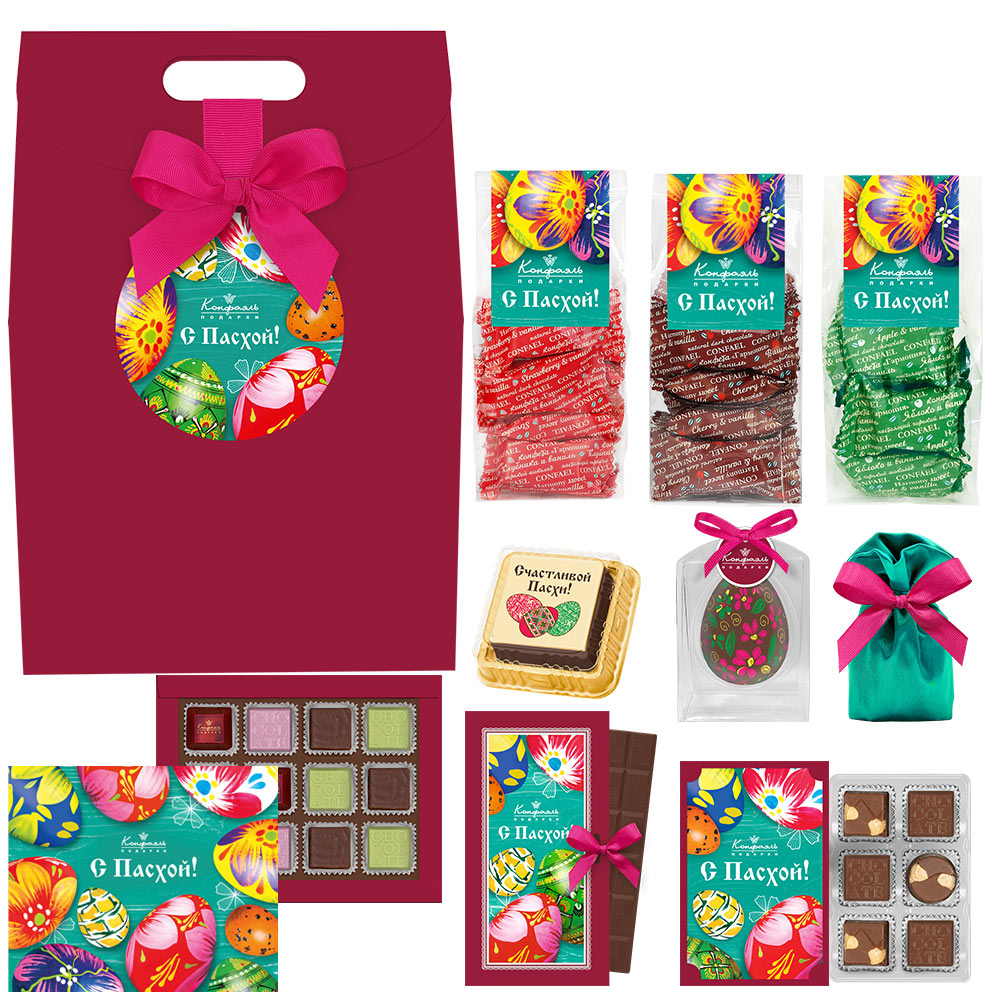 Пасхальная сумочка большая: шоколада, драже, конфеты глазированные