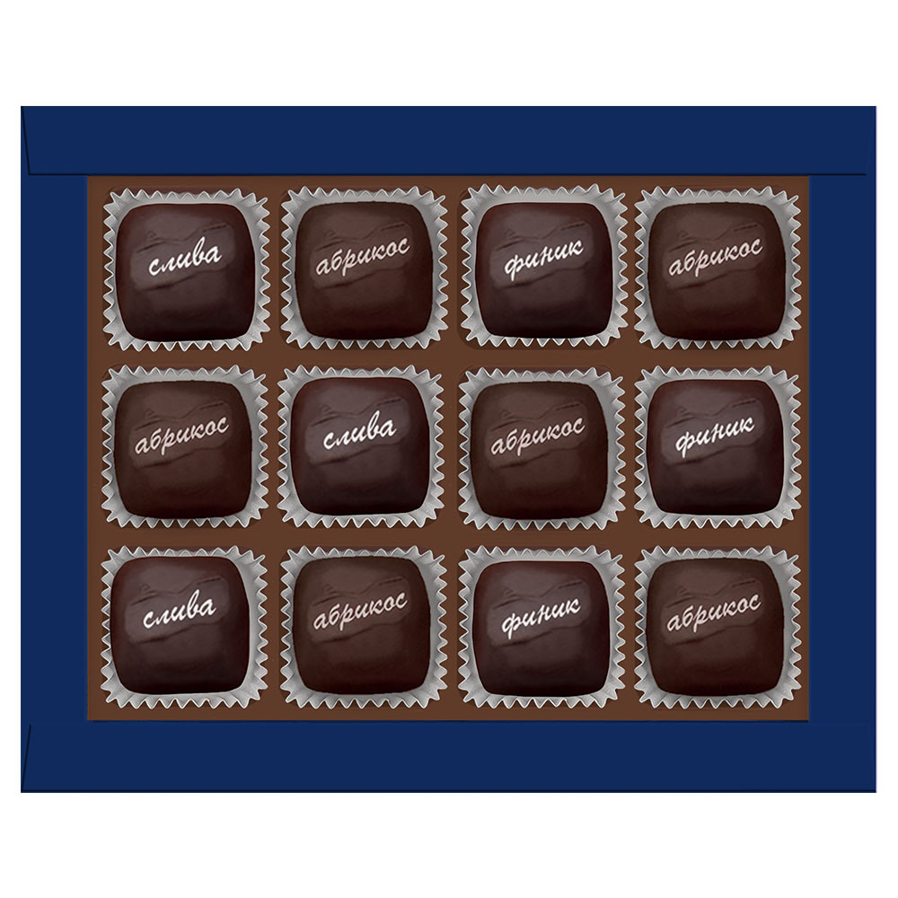 Сухофрукты в шоколаде (финик, слива, абрикос) 155г