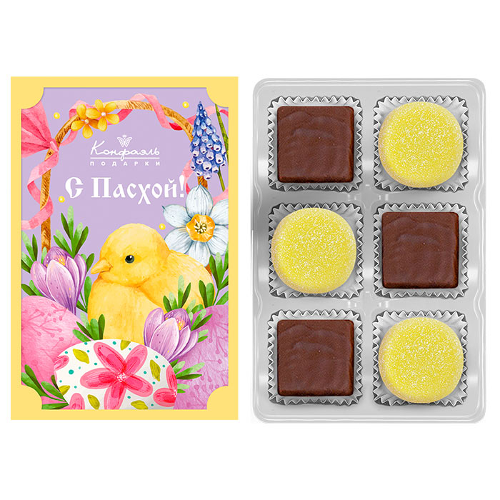 Банановое суфле в шоколаде и мармелад набор с Пасхой 65г