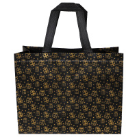 Сумка черная с золотым принтом "Подарки" 32*14*25.5 см