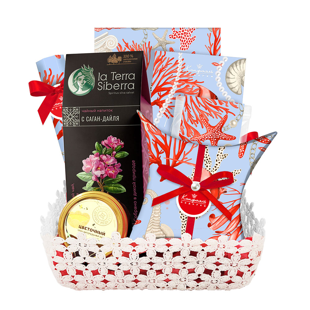 Набор: шоколад, мармелад, конфеты глазированные, конфеты " Ассорти", чайный напиток, мед