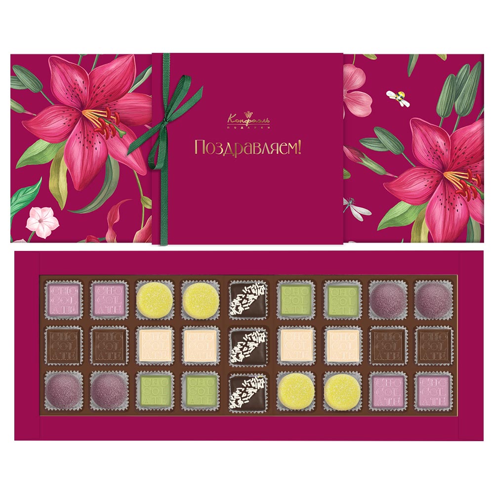 Шоколадные конфеты ассорти, мармелад, мягкий грильяж 340г