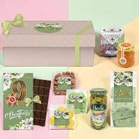 "9 мая" набор: шоколад, драже, оливки, чай, варенье