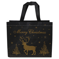 Сумка черная с золотым принтом "Олень" 32*14*25.5 см