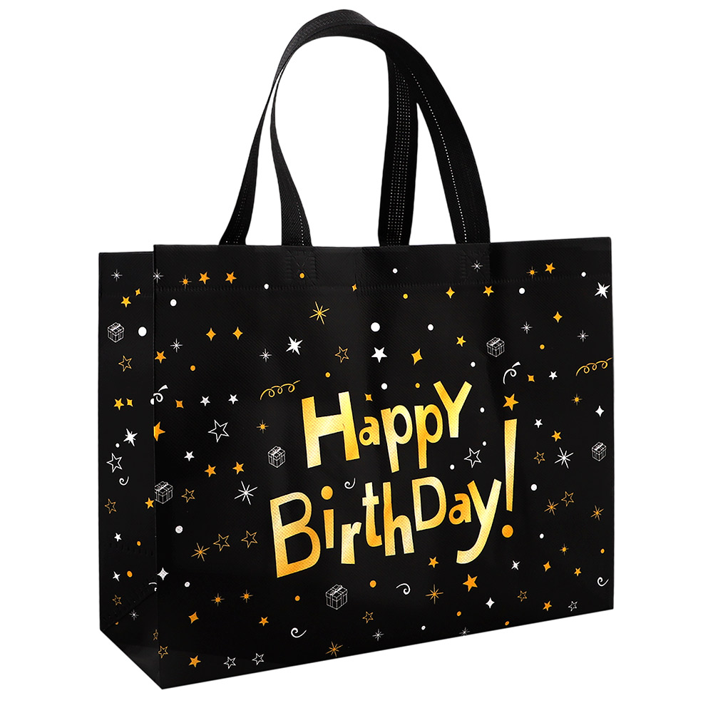 Сумка "С днем рождения" черная 32*14*25.5 см