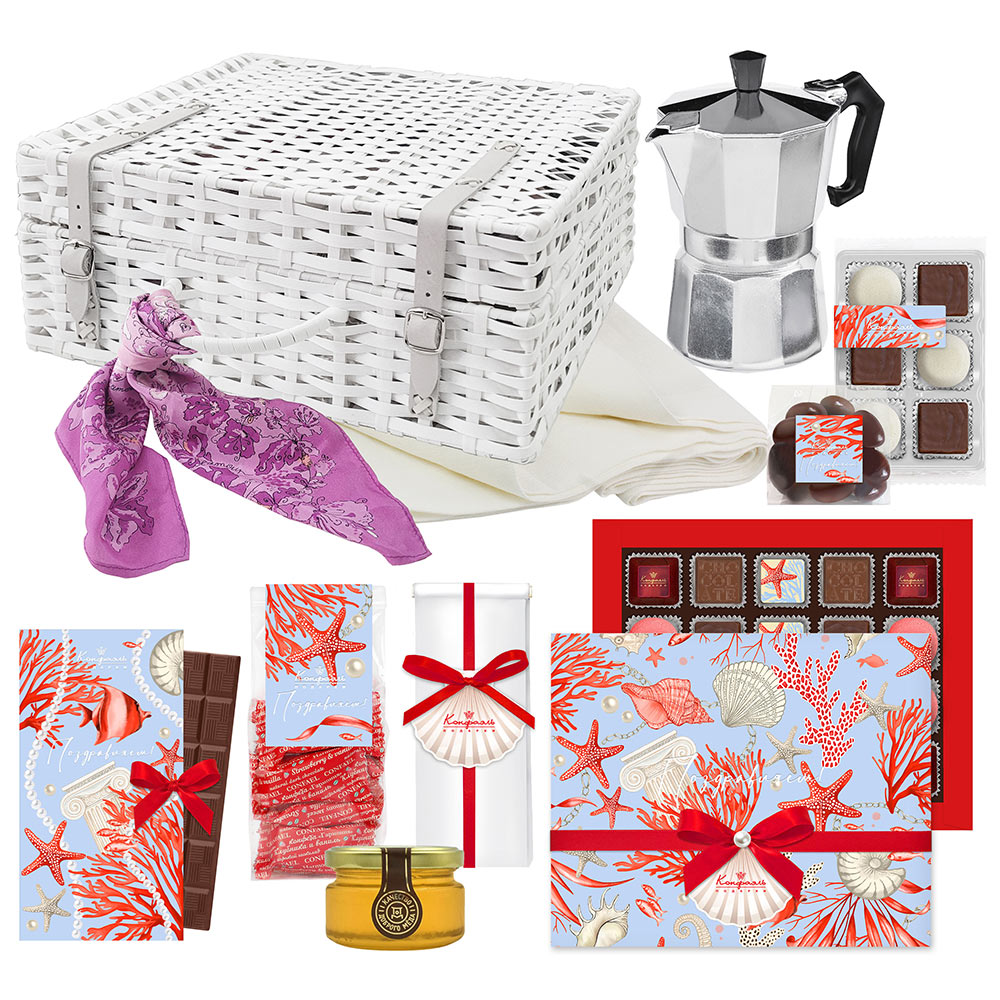 Чемодан: шоколад, драже, мармелад, мед, кофе, шоколадные конфеты ассорти 