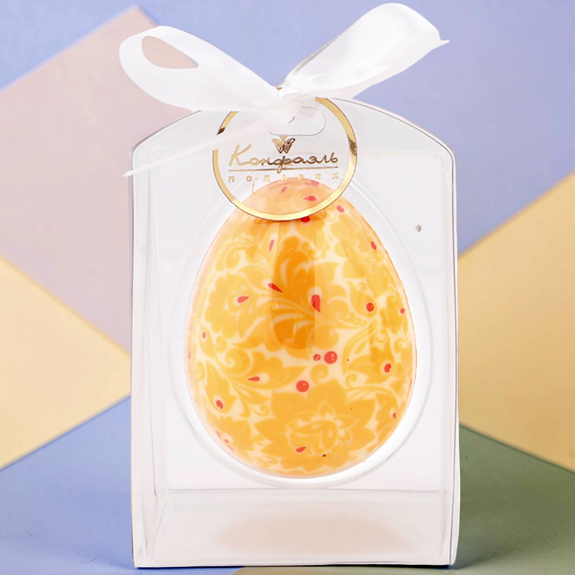 Шоколадное яйцо с желтым декором