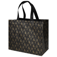 Сумка черная с золотым принтом "Подарки" 32*14*25.5 см