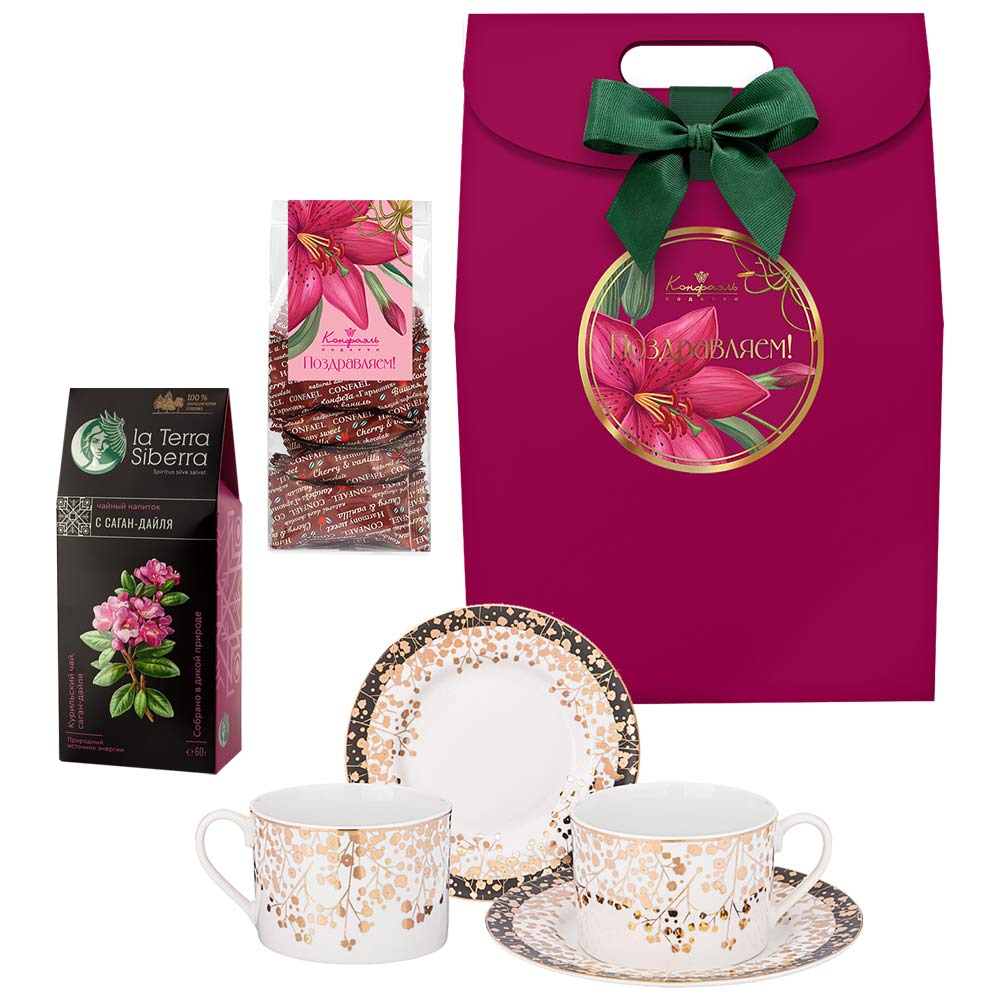 Набор: мармелад-суфле, чайный набор, чай