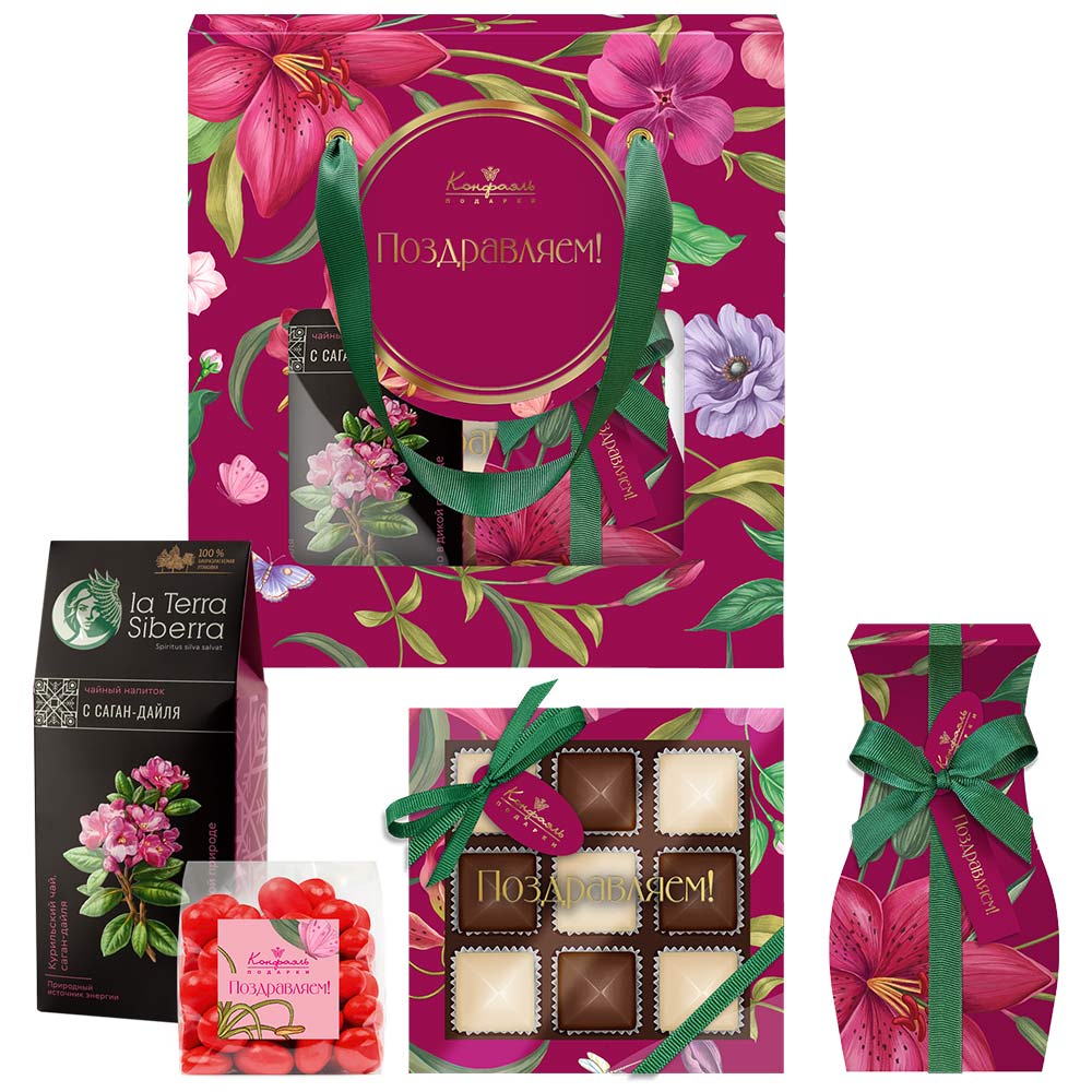 Набор: драже, конфеты ассорти, мармелад, чай 355г