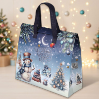 Термопакет синий "С Новым годом" 35х30х13 см застежка липучка