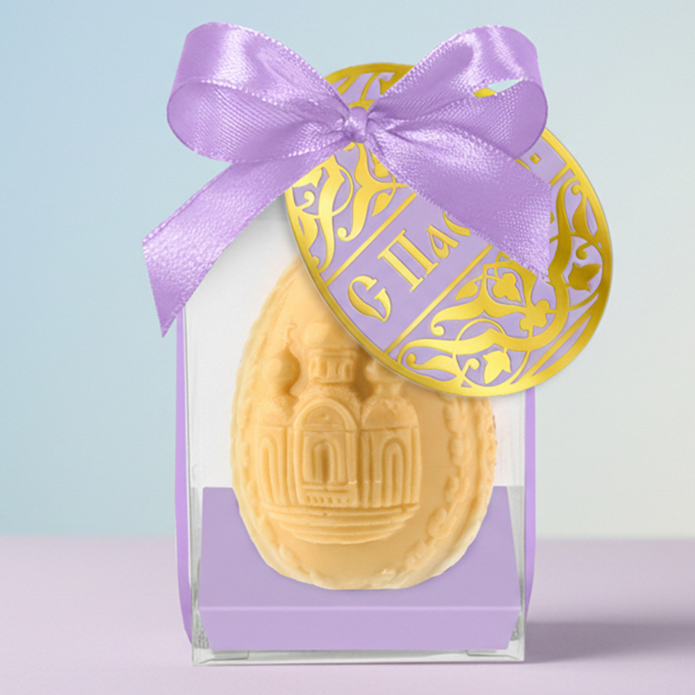 Барельефное яйцо из белого шоколада С Пасхой! 105г