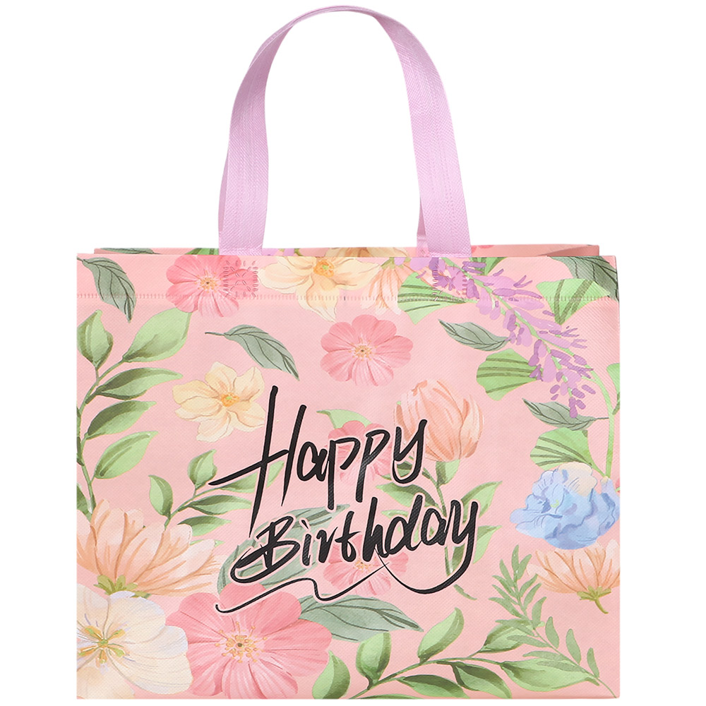 Сумка "С днем рождения" розовая 32*14*25.5 см