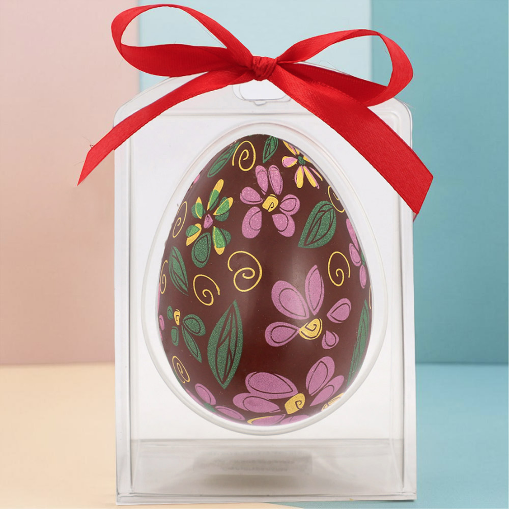 Яйцо из молочного шоколада с декором авангардные цветы 30г