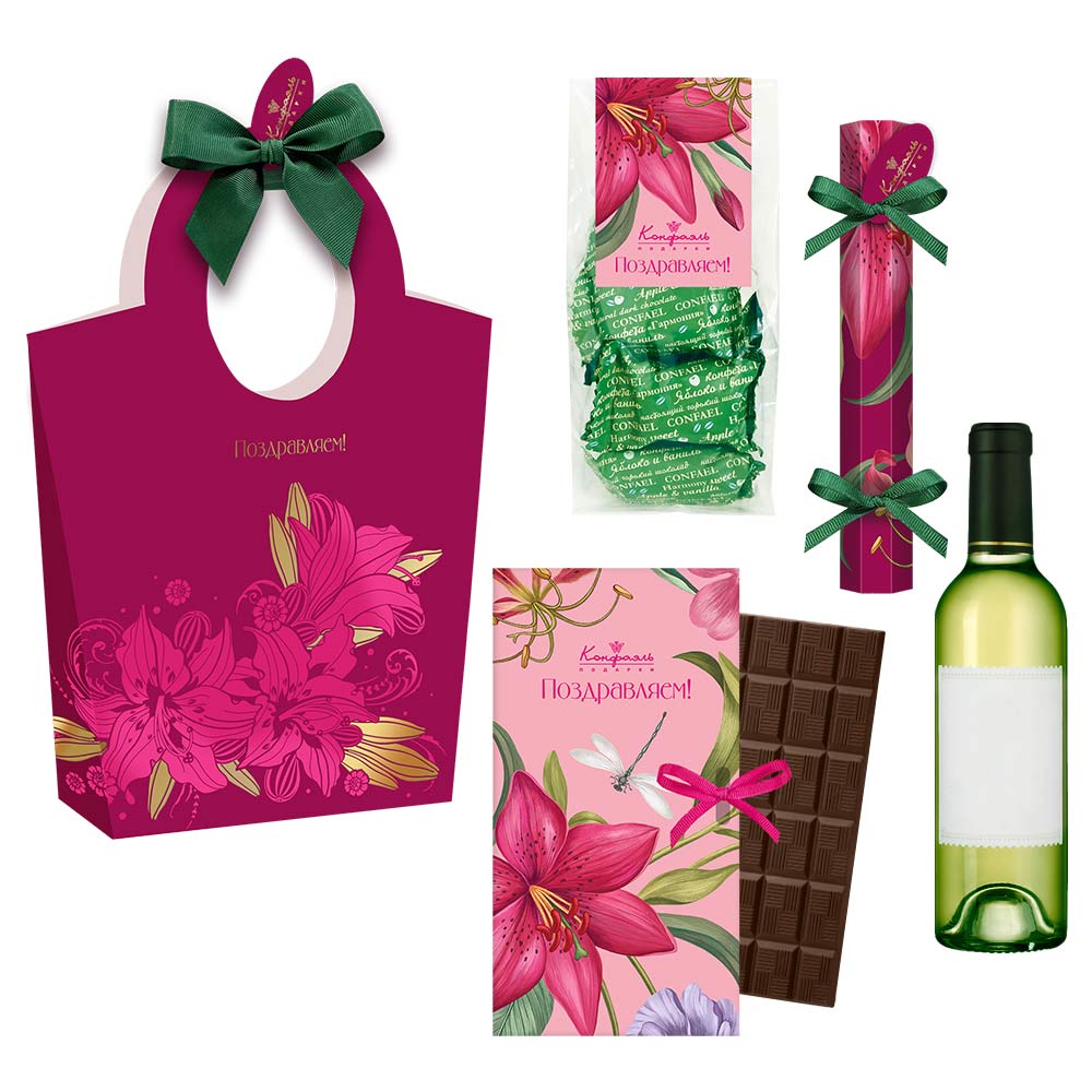 Сумочка: шоколад, конфеты сухофрукты, мармелад-суфле 245г