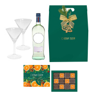 Сумочка с конфетами ассорти, и бокалами