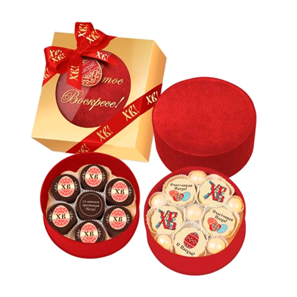 Набор с конфетами с Пасхой: ассорти, драже, суфле 400г