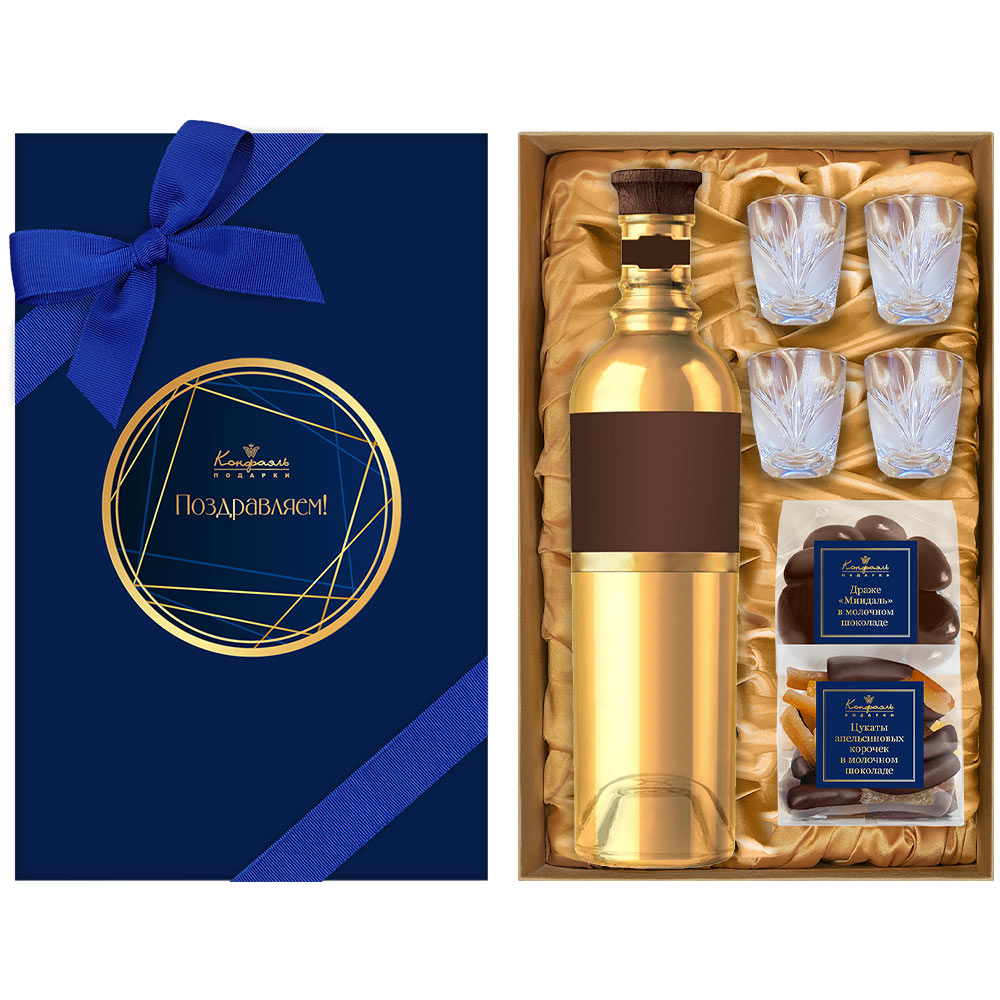 Набор: драже, цукаты, стопки хрустальные 4 шт. 125г