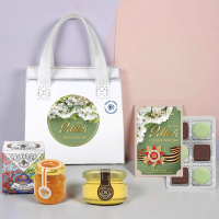 "9 мая" сумочка с конфетами: суфле, мармелад, чай, мед, варенье