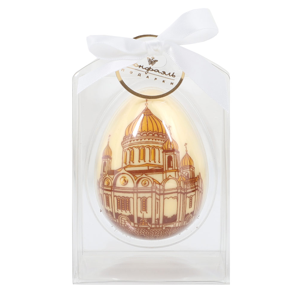 Яйцо из белого шоколада с изображением Храма Христа Спасителя