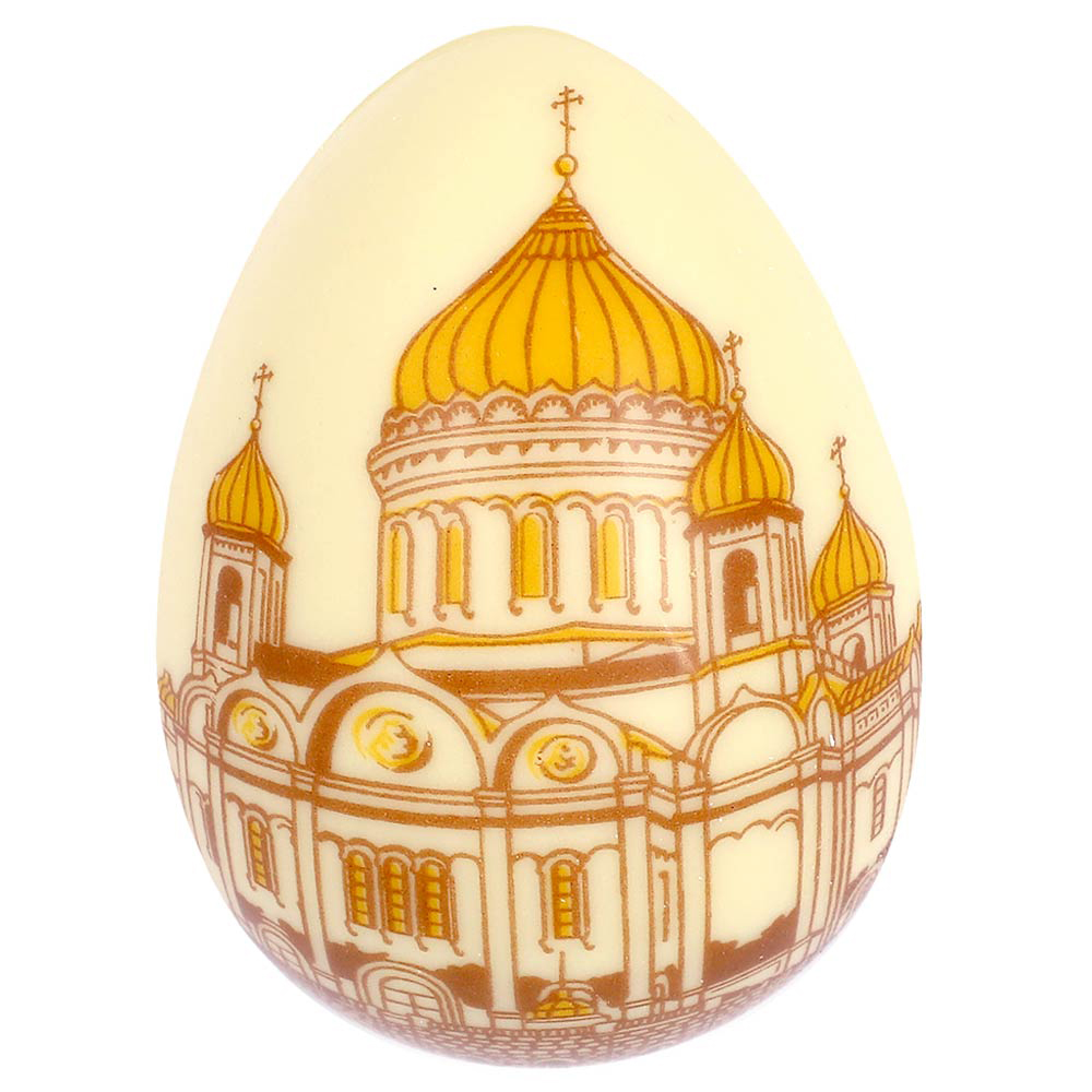 Яйцо из белого шоколада с изображением Храма Христа Спасителя