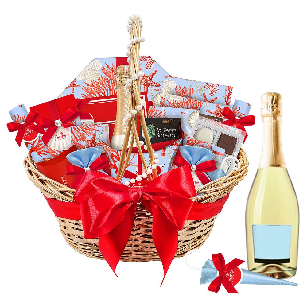 Корзина: ассорти, суфле, конфеты ручной работы, драже