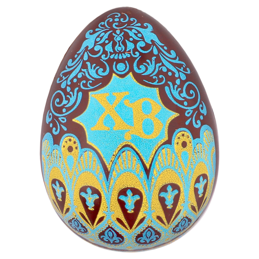 Яйцо из молочного шоколада ХВ синий орнамент