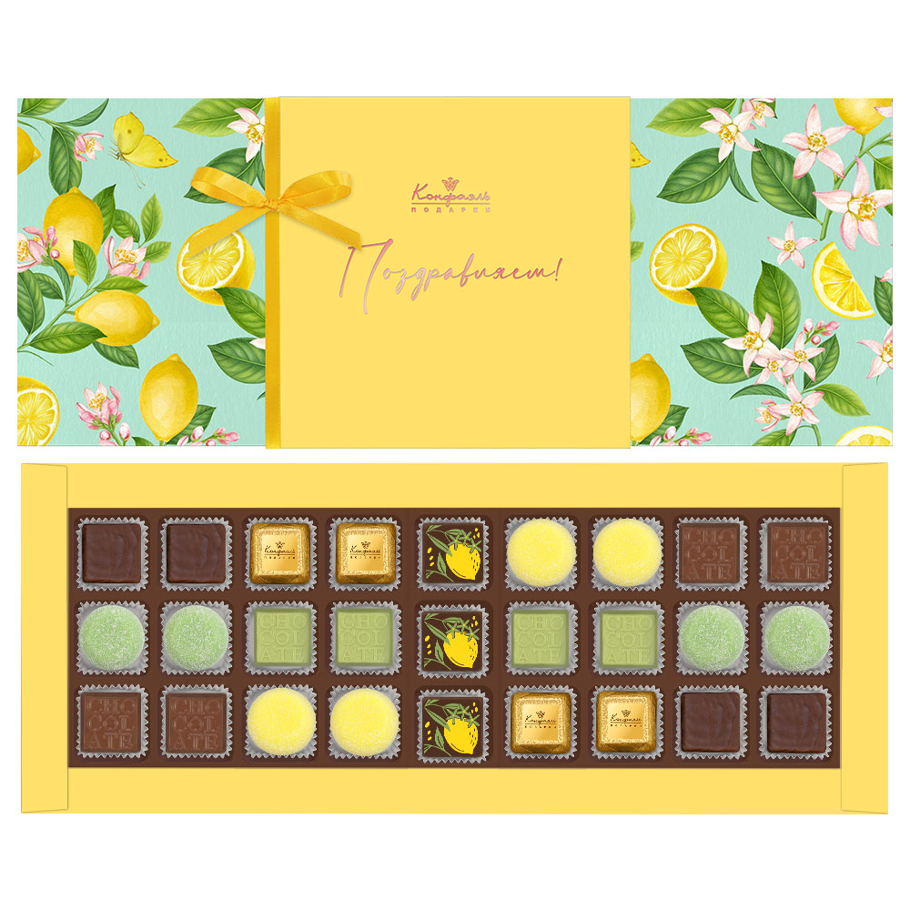 Суфле в горьком шоколаде, шоколадные конфеты ассорти, мармелад со вкусами «Банан», «Зеленая дыня» 300г