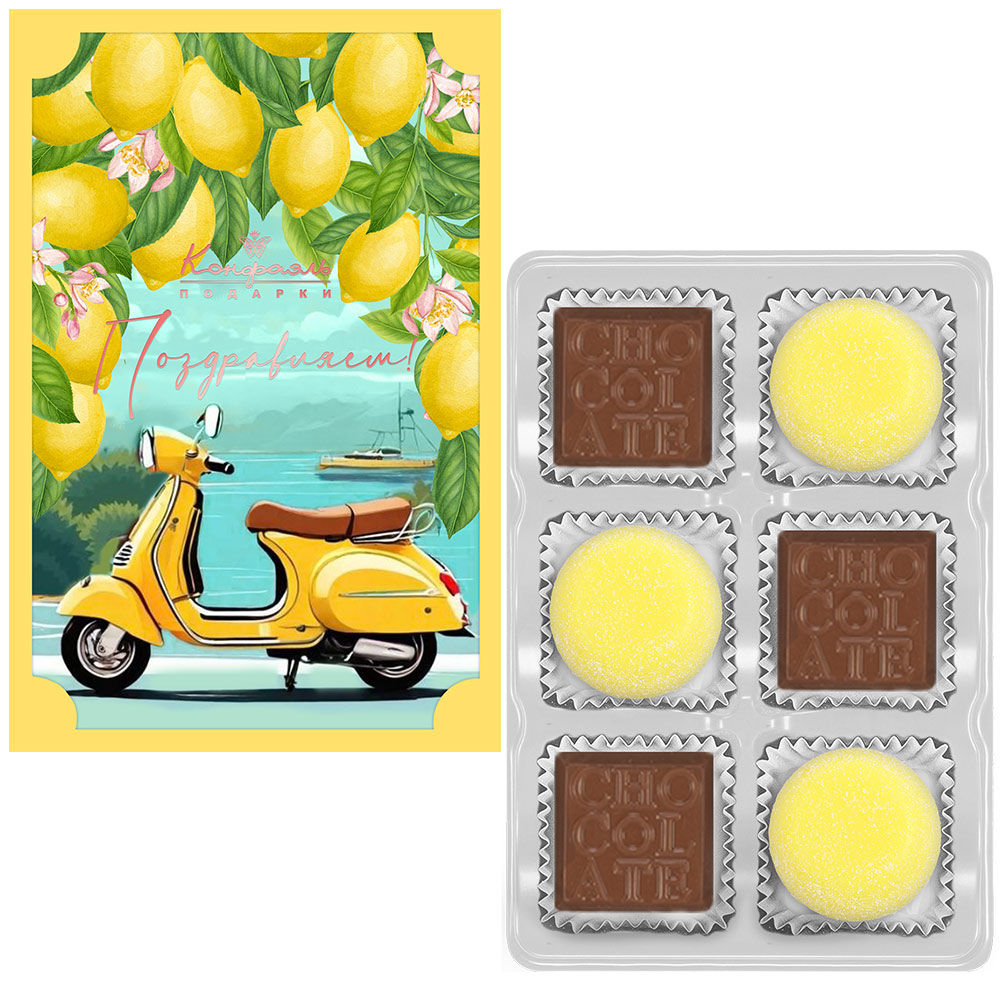 Шоколадные конфеты «Ассорти», мармелад желейный со вкусом «Банан» 80г