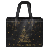 Сумка черная с золотым принтом 32*14*25.5 см