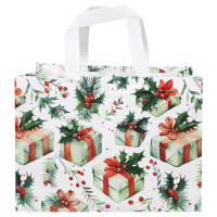 Сумка белая с принтом "Подарки"  32*17*25 см