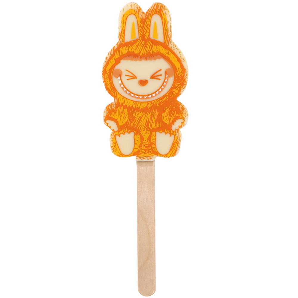 "Лабубушка" шоколад белый на палочке 19г (оранжевый декор)