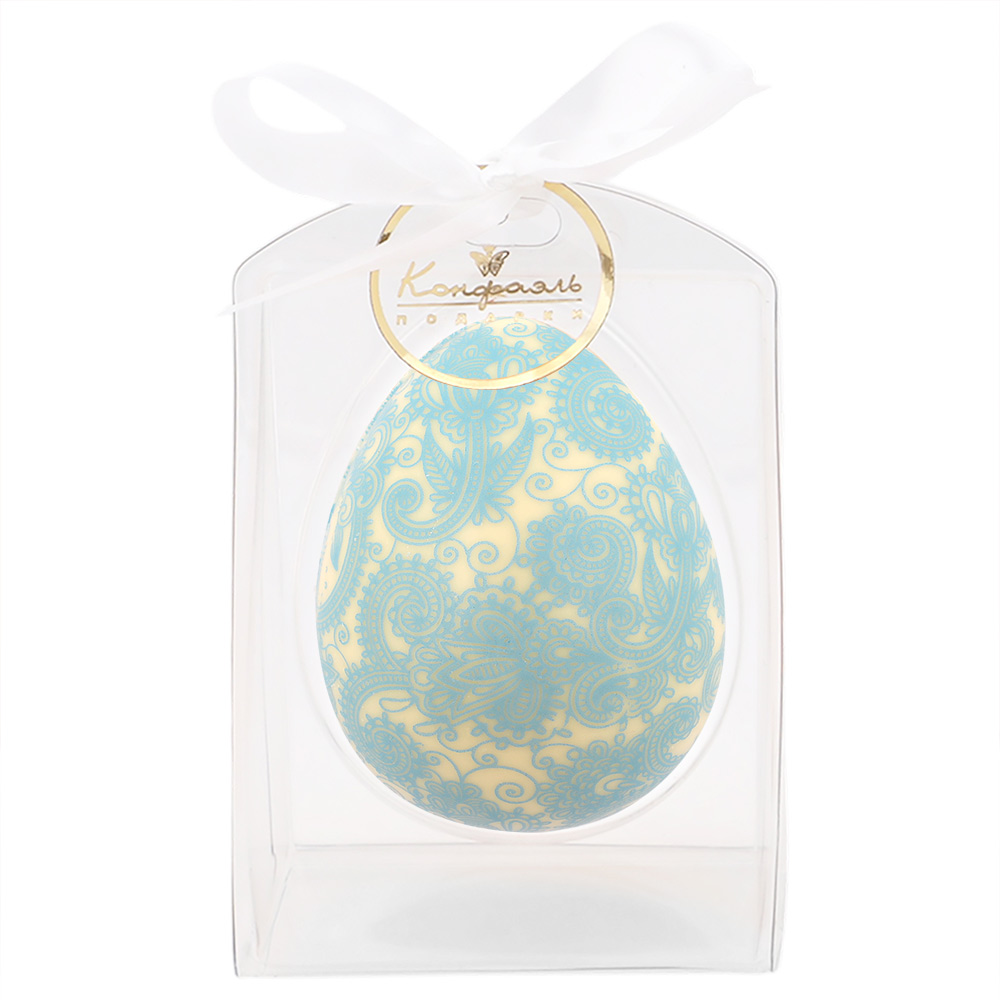 Яйцо шоколад белый фигурный с декором