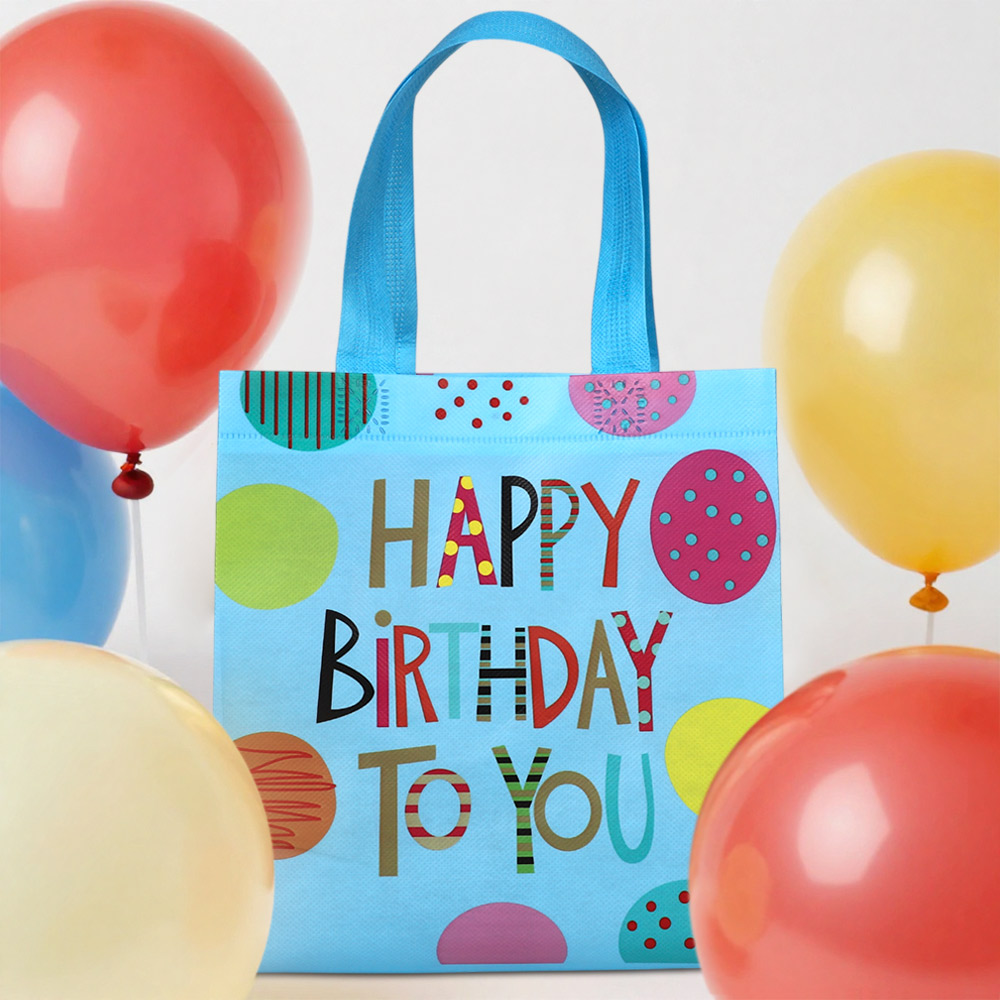 Сумка "С днем рождения" голубая 22*11*23 см