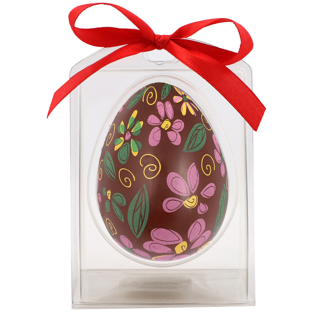 Яйцо из молочного шоколада с декором авангардные цветы 30г