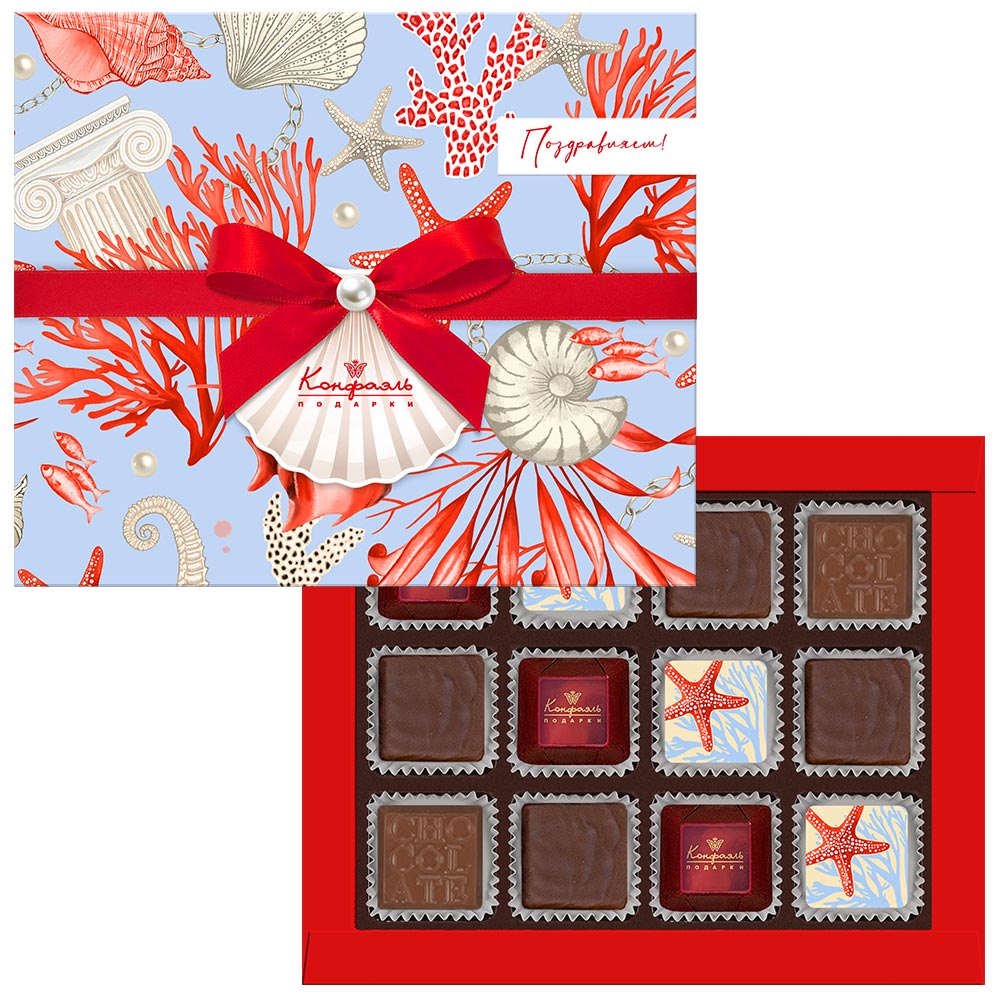 Суфле со вкусом "манго", шоколадные конфеты типа "Ассорти" 95г