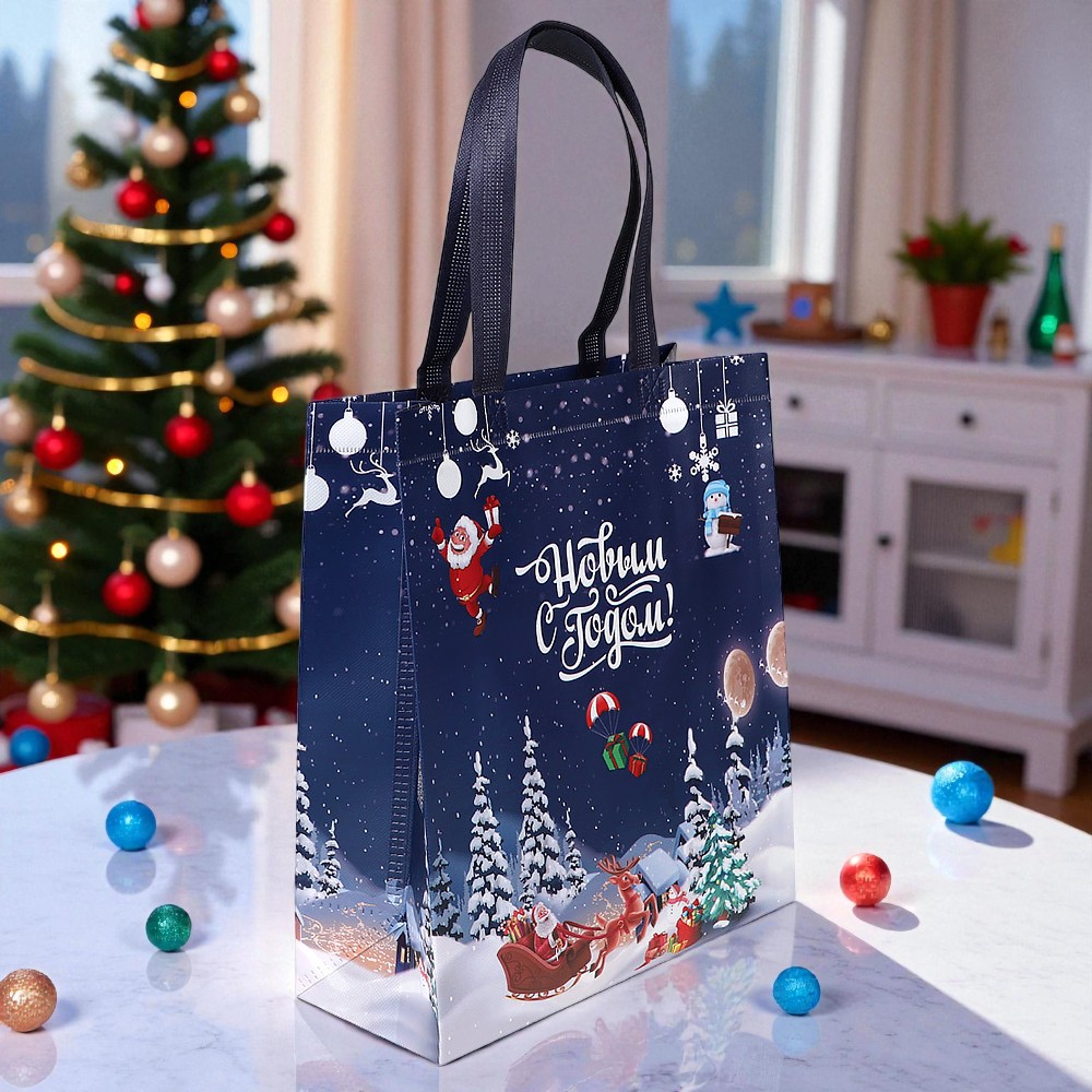 Сумка- шоппер "С Новым годом" 30х35х13см