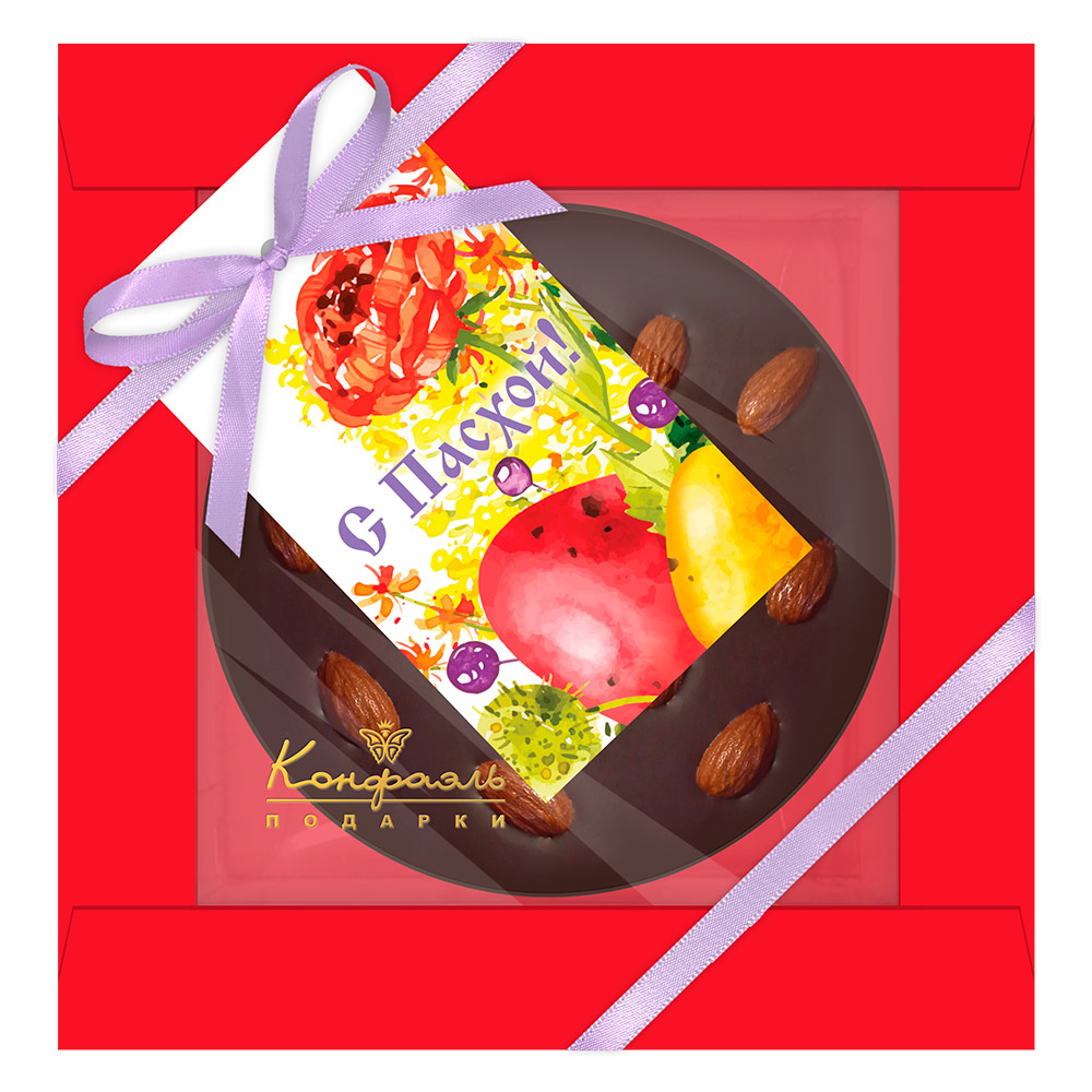 Шоколад молочный с миндалем с Пасхой круглый 85г