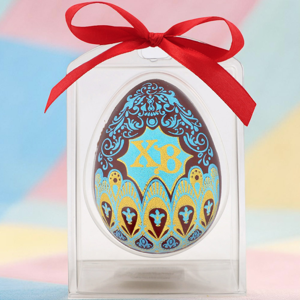 Яйцо из молочного шоколада ХВ синий орнамент