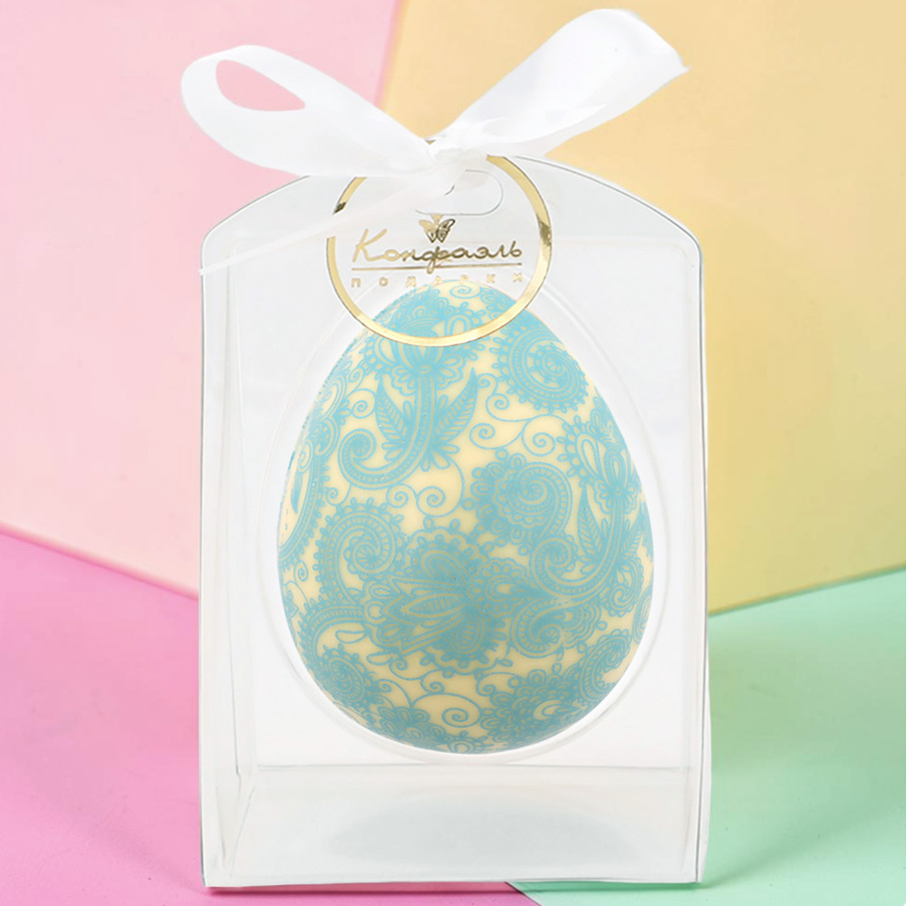 Яйцо шоколад белый фигурный с декором