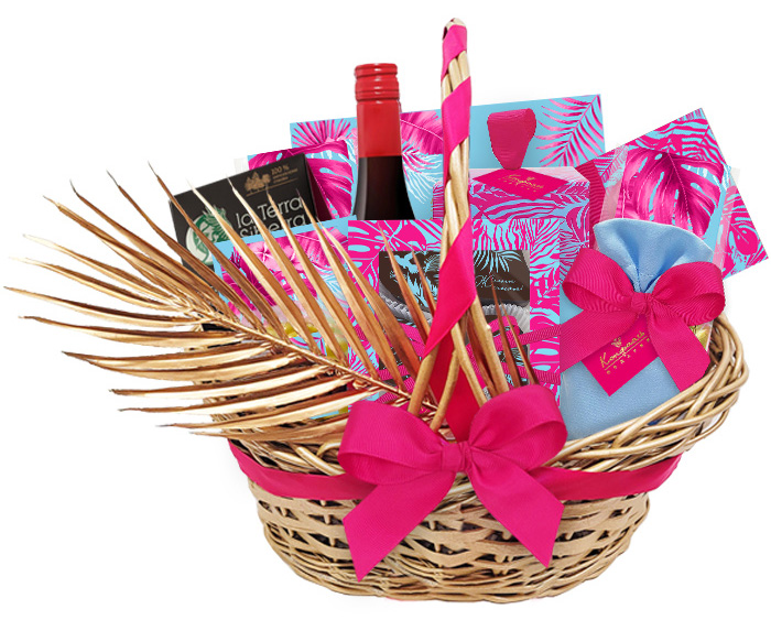 Корзина с конфетами: ассорти, суфле-безе, драже из коллекции Яркие тропики Корзина с конфетами: ассорти, суфле-безе, драже из коллекции Яркие тропики