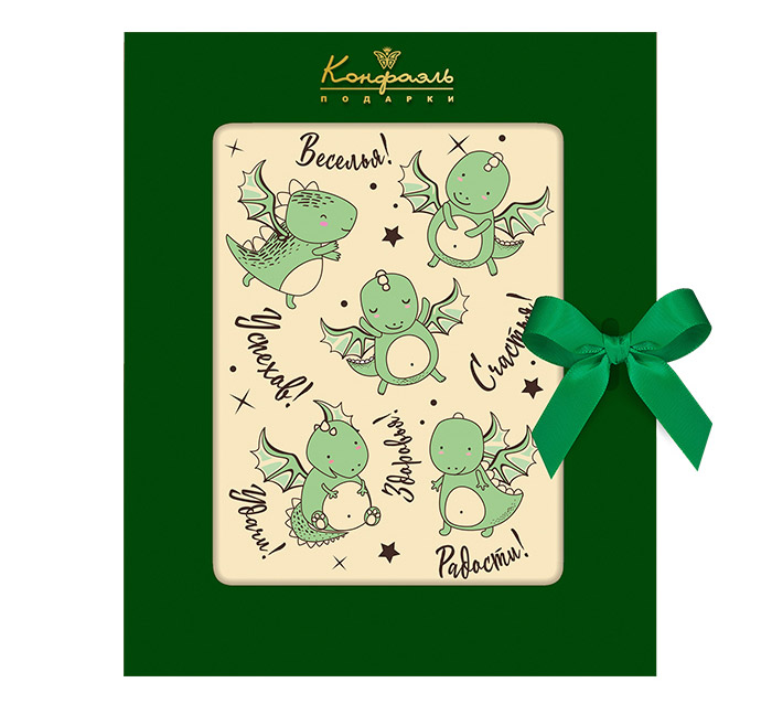 Открытка из белого шоколада с декором